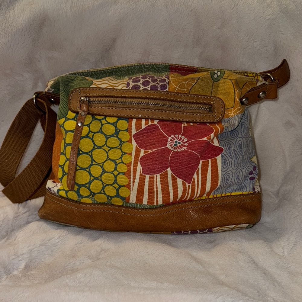 Y2K Fossil Colorful Floral Patchwork Shoulder/Crossbody Bag